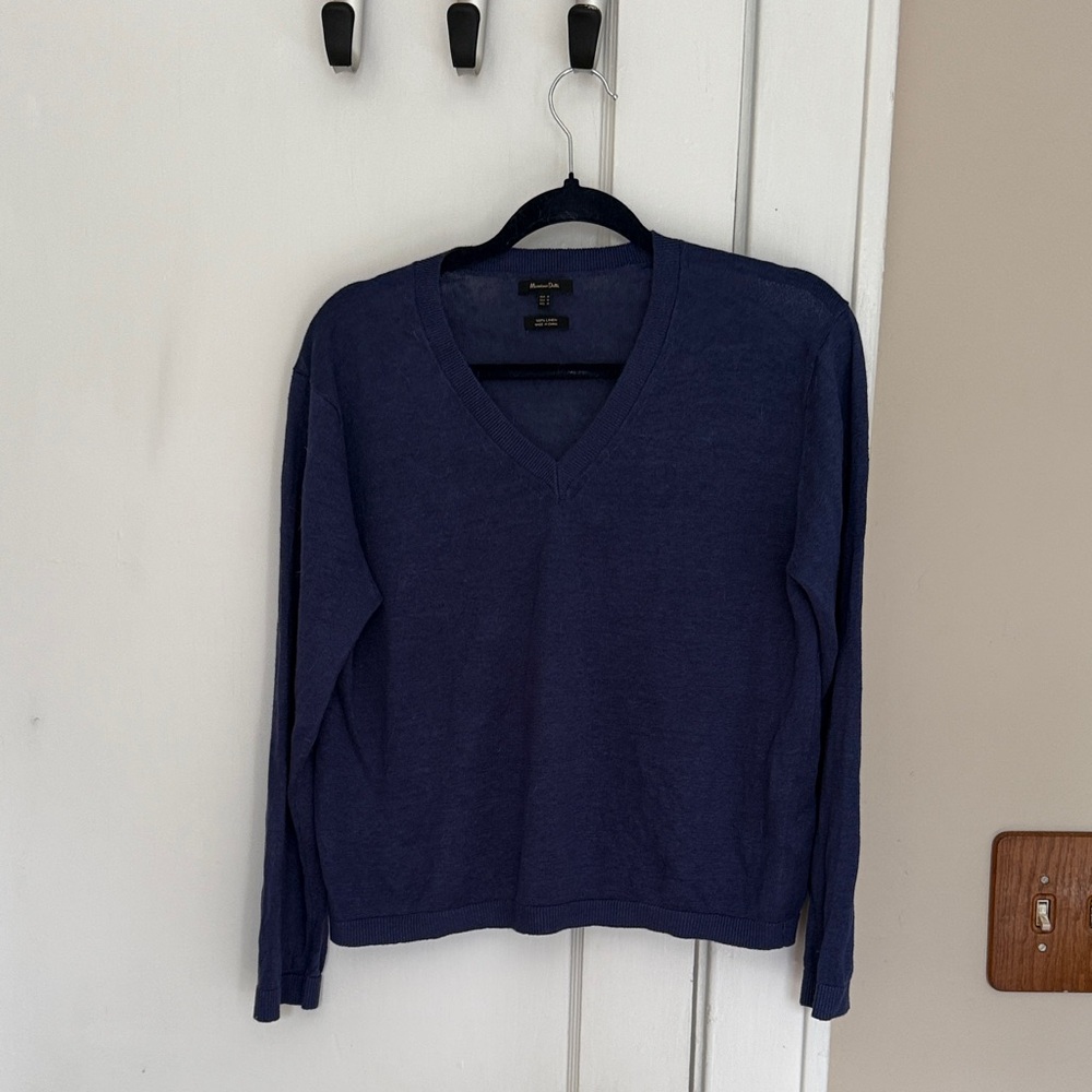 Massimo Dutti Women's V-Neck Sweater - Deep Blue